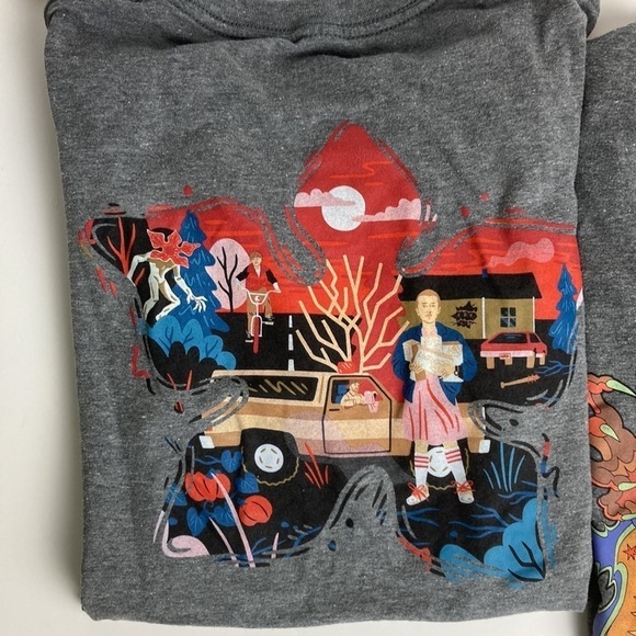 Stranger Things Netflix Gray Graphic Two T-Shirt Bundle in Unisex Medium Eleven - Picture 7 of 16